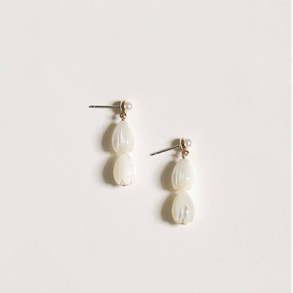 A.B. Ellie Mother of Pearl Stacked Drop Earrings - Worn Once